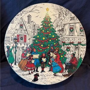 Festive Holiday Plate with Christmas Scene